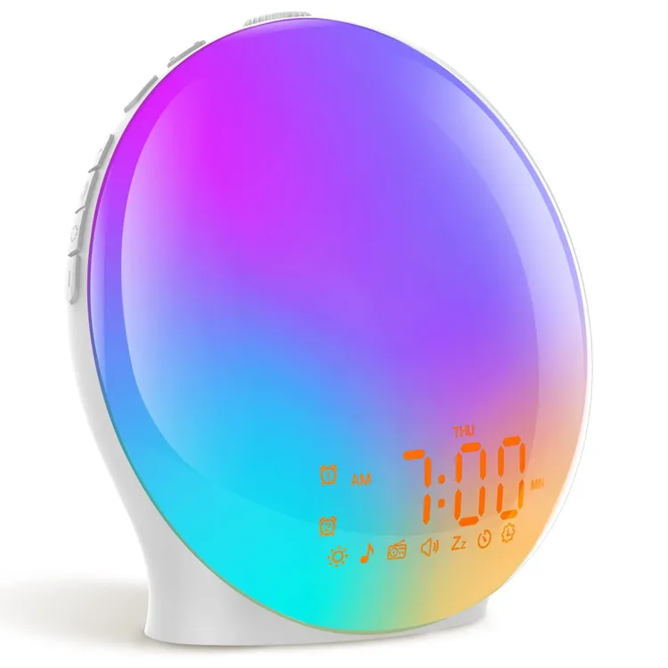Full Screen With Fm Channels Smart Wake Up Light Sunrise Alarm Clock For Kids Adults Bedrooms