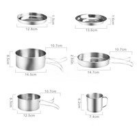 Ensemble d'ustensiles de cuisine d'extérieur en acier inoxydable de huit pièces, Pot de pique-nique, ensemble de bols portables, rangement de casseroles, ensemble de vaisselle de Camping