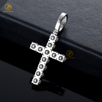 Pendentif croix en argent sterling 925 plaqué or, moissanite VVS, style hip-hop, bijoux pour hommes et femmes