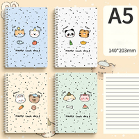 Carnet à spirales de haute qualité en simili cuir format A5 avec un design de dessin animé mignon, pages épaisses, édition cadeau