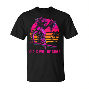 Camiseta para mujer Girls Will Be Girls Medusa, diseño retro, cuello redondo, manga corta, impresión digital - Product Image 3