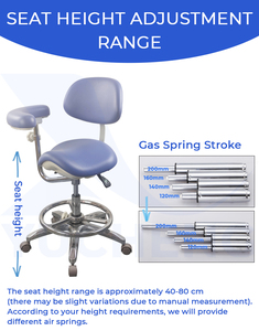 Tabouret ergonomique pour médecins, dentistes, infirmières, assistants, avec accoudoir rotatif à 360°, hauteur réglable, cuir PU et microfibre - Product Image 3