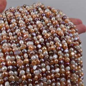 Perles d'eau douce naturelles de 5 mm, brillantes des deux côtés, avec trou latéral, couleurs mélangées, semi-finies, pour la fabrication de bijoux DIY, colliers, perles en vrac - Product Image 3