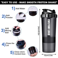 Bouteilles shaker personnalisées de 600 ml pour les salles de sport, bouteilles shaker en plastique pour protéines en poudre avec logo pour l'entraînement sportif