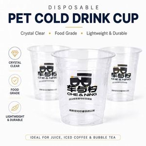 Vasos Desechables de Plástico PET Transparente de 14oz, Portátiles, con Impresión Digital Personalizada, para Bebidas en Vacaciones, Playa, Fiestas al Aire Libre - Product Image 3