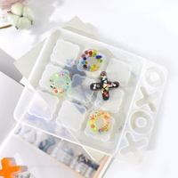 Moule en résine époxy transparent DM063 pour jeu d'échecs XO, outil de bricolage, accessoires de bijoux, moule de jeu interactif parent-enfant