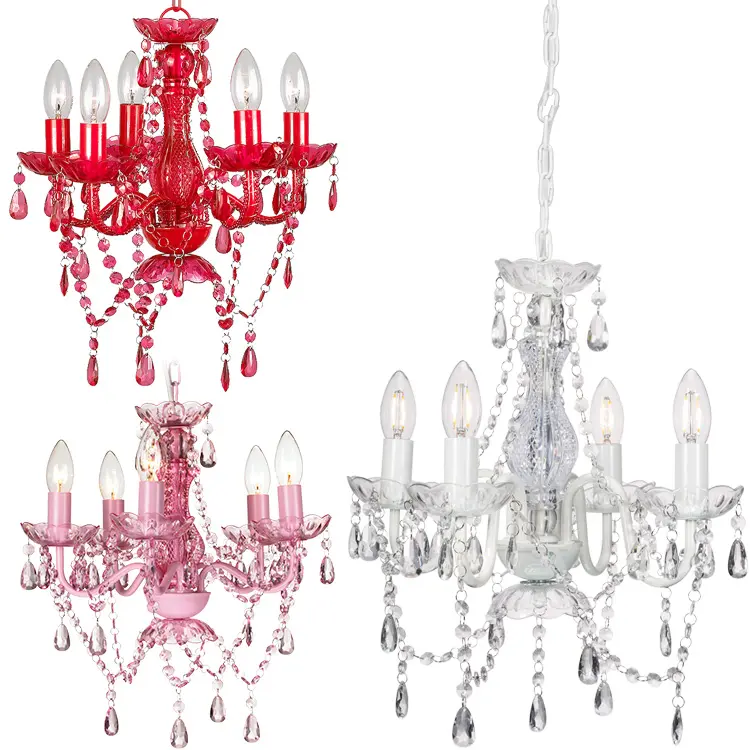 Beste Prijs Hedendaagse Wit Roze Hanger Lamp Decoratieve Verlichting Armatuur Chain Crystal Opknoping Slaapkamer Moderne Kroonluchter
