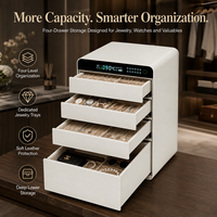 Coffre-fort pour objets de valeur avec empreinte digitale, mot de passe, clé, alarme Wi-Fi et organiseur de bijoux en cuir