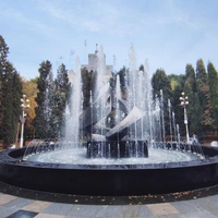 Fuente Musical Circular de Lujo para Exteriores, Decoración de Jardín para Mansiones, con Iluminación LED Cálida, Chorro de Agua Central Alto y Espectacular Exhibición de Chorros