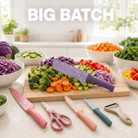 Lots de couteaux en gros – 6 pièces colorées avec revêtement moucheté – Idéal pour la cuisine familiale et l'usage quotidien