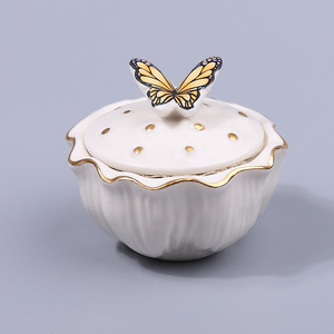 Wholesale Professional Nail Cup with Butterfly Decoration Ceramic Glass Material for Acrylic Liquid Wash Cleaning <b>Pen</b> with Cover - Product Image 4