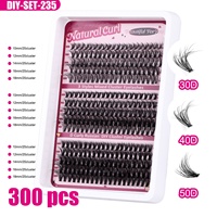 Qianmei Extensions de cils naturelles à courbure D, effet volume intense, pour greffe segmentée DIY, en grappes individuelles et recourbées