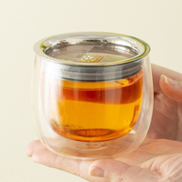Infuseur à thé portable en acier inoxydable, infuseur à thé facile à utiliser, séparateur thé-eau, théière en verre à double paroi