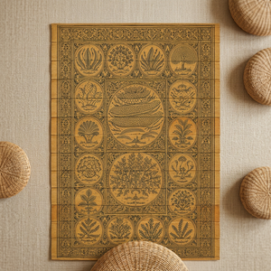 Tapisserie murale rectangulaire en coton Orissa imprimée style traditionnel décorative à suspendre toutes saisons pour salon intérieur - Product Image 3