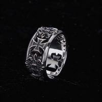 Nouveau rétro Tai argent plaqué croix bague à la mode Hip-Hop Punk Style minorité unique personnalisé niche ouverte bague pour hommes
