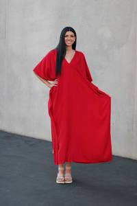 2024 nuevo Vestido de playa hecho a mano Tie Dye Boho Kaftan Swim Cover Up tela de algodón Kaftan largo para mujeres Maxi vestido - Product Image 6