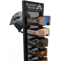 Présentoir sur pied en métal personnalisé pour lunettes de ski et casques, idéal pour les magasins de sport d'hiver et les showrooms