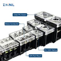 ZHNL IN12 Serisi Yüksek Akım Dağıtım Panosu Endüstriyel Elektrik Kapağı Bara Pirinç İletken DIN Raylı Terminal Bloğu