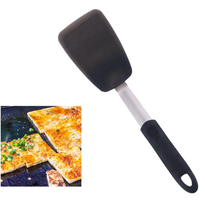 high quality silicone spatula set Cooking long Large Wide Steak Spatulas Slotted Fish Turners silicon spatula set 4pcs baking