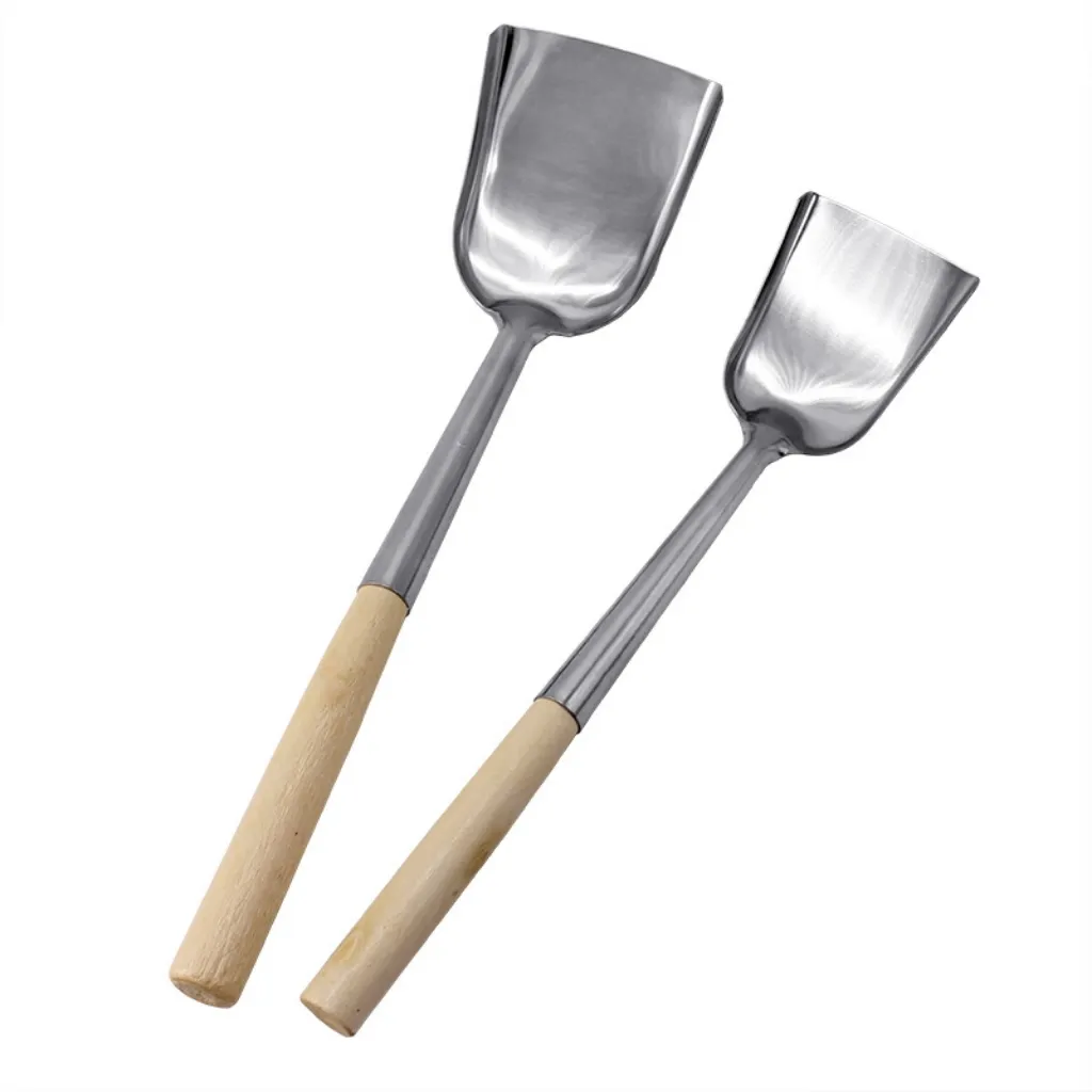 Spatule Anti-brûlure à manche en bois spatule à sauté en acier inoxydable spatule à ustensiles de cuisine ménagers