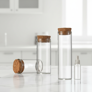 2026 Clear <b>Glass</b> Cylinder <b>Bottles</b> with Cork Stopper 15ml <b>Empty</b> Cosmetic Storage Jar Test Tube Shape Transparent Container Medici - Product Image 1