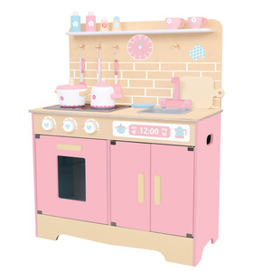 2021 happy wooden kitchen furniture toys cooking,big kitchen set toy kids for girls pretend to play