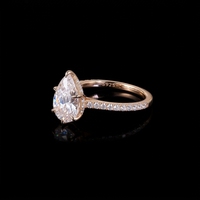 Cincin Wanita Moissanite GRA 6CT Potongan Pear Tetesan Air Perak S925 Dapat Lulus Tes, untuk Pernikahan dan Pertunangan