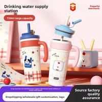 Venta al por mayor: Taza térmica de acero inoxidable Big Mac, bonita, de gran capacidad, con pajita, para café helado, portátil, para estudiantes, 6-12 horas