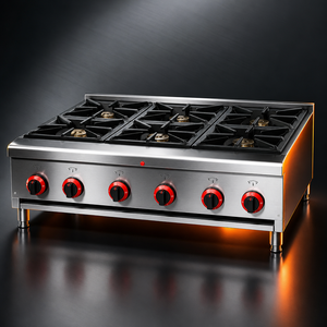 Estufa de Gas Profesional de Acero Inoxidable para Mesa, 6 Quemadores, Parrillas de Hierro Fundido, Estufa de Cocina de Alta Resistencia para Cantina y Bar de Snacks - Product Image 1