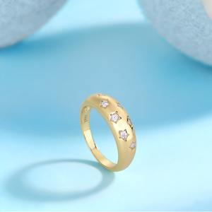 Groothandel sieraden, hete aanbieding: 0.25 ct trendy ins-stijl ornament, S925 zilver verguld met <span class=keywords><strong>K</strong></span>-goud, <span class=keywords><strong>moissanite</strong></span> ring voor dames, R14696 - Product Image 5