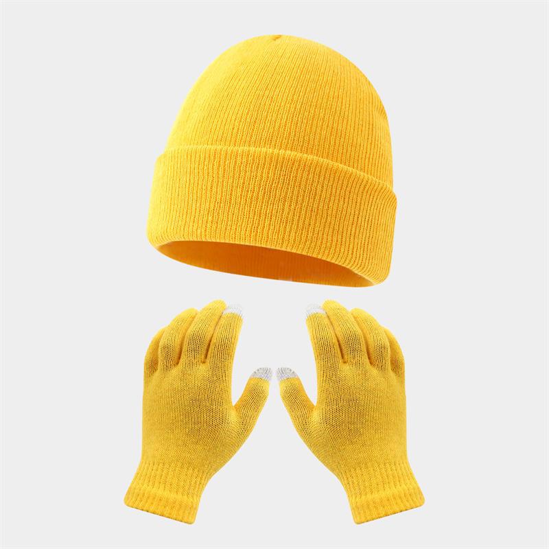 Autumn and winter warm gloves hat suit-[yellow]]