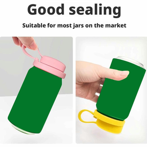 Luftdichte, Staubdichte und Auslaufsichere Wiederverwendbare Silikon-Getränkedosendeckel mit Strohhalm, Dosendeckel mit Griff, Getränkeabdeckung - Product Image 3