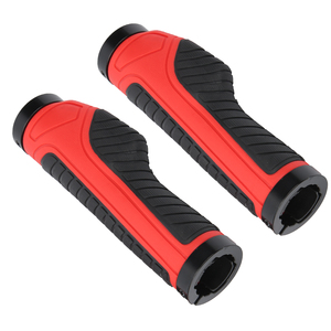 Poignées de guidon souples pour VTT, poignées de guidon en caoutchouc antidérapantes à double verrouillage, noir rouge - Product Image 5