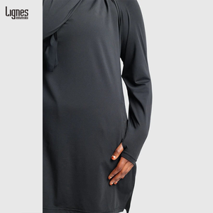 Haut <span class=keywords><strong>de</strong></span> Sport Zippé à Col Rond <span class=keywords><strong>pour</strong></span> Femmes Musulmanes, Design Personnalisé, Vêtement <span class=keywords><strong>de</strong></span> Sport Modeste Traditionnel, Couleur Unie, Tenue Sportive - Product Image 5