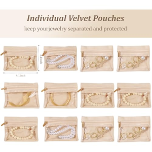 Boîte de rangement pour bijoux en PU de grande capacité avec 12 compartiments séparés et fermeture à glissière pour le rangement du maquillage et des bijoux - Product Image 3