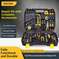 Ensemble d'outils Deli, boîte à outils multifonctionnelle pour la maison, outils de quincaillerie, outils électriques, outils à main, kit de réparation complet, étui, Chine