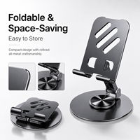 Support de téléphone portable multi-marques rotatif à 360° en fibre métallique avec base antidérapante, compatible téléphones et tablettes, idéal pour les professionnels et sécurisé