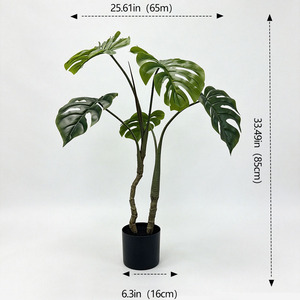 Pianta Artificiale Grande in Stile Nordico, Foglie di Monstera Bioniche in Plastica, Albero in Vaso per Decorazione Soggiorno - Product Image 3