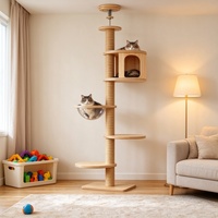 Arbre à chat multi-niveaux moderne de haute qualité, du sol au plafond, à montage sans perçage, pour salon