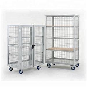 Heavy Duty Warehouse Wire Mesh Roll Cage <b>Trolley</b> Storage Cart <b>Foldable</b> Logistics Transport Container with Wheels for Industrial - Product Image 1