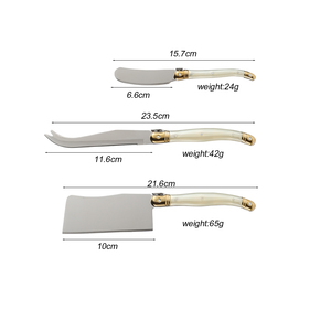 Juego de 4 Cuchillos para Queso Laguiole Personalizados Garwin con Tabla de Madera de Acacia y Mango de Perla, Certificados por LFGB y FDA, para Regalos Corporativos - Product Image 2