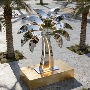 Sculpture de palmier en acier inoxydable de grande taille au design moderne pour l'Exposition mondiale d'Arabie Saoudite 2030, décoration urbaine extérieure BLVE - Product Image 3