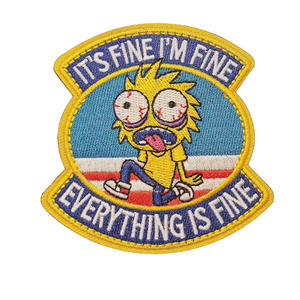 Nouvelle Offre : Patchs Brodés I'M FINE Yeux Rouges Anime Cartoon pour Homme, en Polyester, pour Sacs et Vêtements - Product Image 1