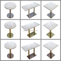 Table à manger de restaurant Commercial en acier inoxydable, avec marbre, pour café-bar, bistrot et hamburgers, table en ardoise or et SS, livraison gratuite
