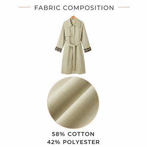 Trench Coat da <span class=keywords><strong>Donna</strong></span> in Misto Cotone, Lungo con Collo a Punta, Chiusura Nascosta, Maniche Raglan, Traspirante, per <span class=keywords><strong>Primavera</strong></span> e Autunno - Product Image 2