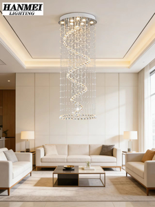 Lámpara Colgante de Cristal Estilo Europeo para Sala de Estar de Doble Altura, Restaurante, Diseño Moderno, Iluminación Decorativa Larga y Romántica HM - Product Image 4