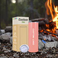 Gobelet isotherme droit en acier inoxydable de 20 oz avec couvercle, personnalisable avec logo, vierge pour sublimation, affichage de la température, pour le camping