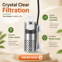 Épurateur de surface pour aquarium en acier inoxydable, cylindrique, durable, USB, 621 ml, réglable, éliminateur de film gras, ultra silencieux, économe en énergie