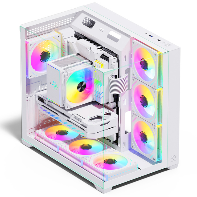 SNOWMAN Best Selling New Design CS015 Pro High-Airflow PC Case with Full-View Tempered Glass and Type-C for ATX/M-ATX/Mini-ITX