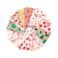 Sacs cadeaux en coton et lin imprimés avec motif doré, fabriqués en Chine, avec cordon de serrage, pour pommes, bonbons, réveillon de Noël, cadeaux de Noël, artisanat - En stock